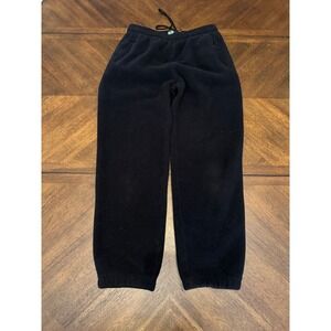 LL Bean Polartec Fleece Pants Womens Medium Black Joggers DW148 Zipper Pockets